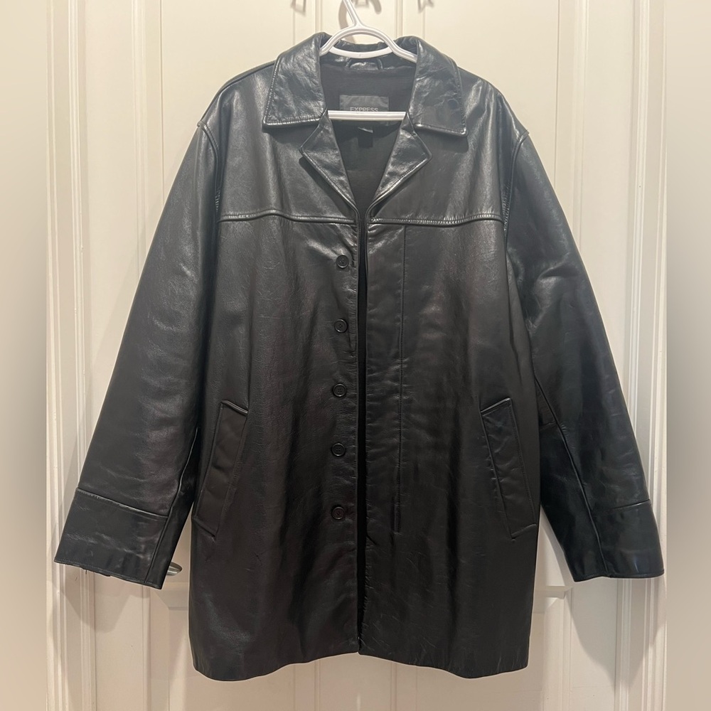 Express Men’s Vintage Leather Coat Jacket